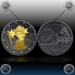 2 EVRO SLOVENIJA  2014 "BARBARA CELJSKA" Black Rhodium + 24k Gold